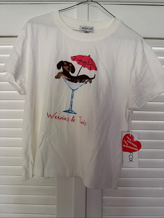 Wildfox Tops - Wildfox Kids White Graphic 'Weenies & Tinis' Tee with Pink Accent